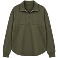 thumbnail image 3 of cocolona Tunic Sweatshirts for Women Long Sleeve Lapel Half Zip Pullover Tops Casual Loose Curved Hem Workout Sweatshirts, 3 of 7