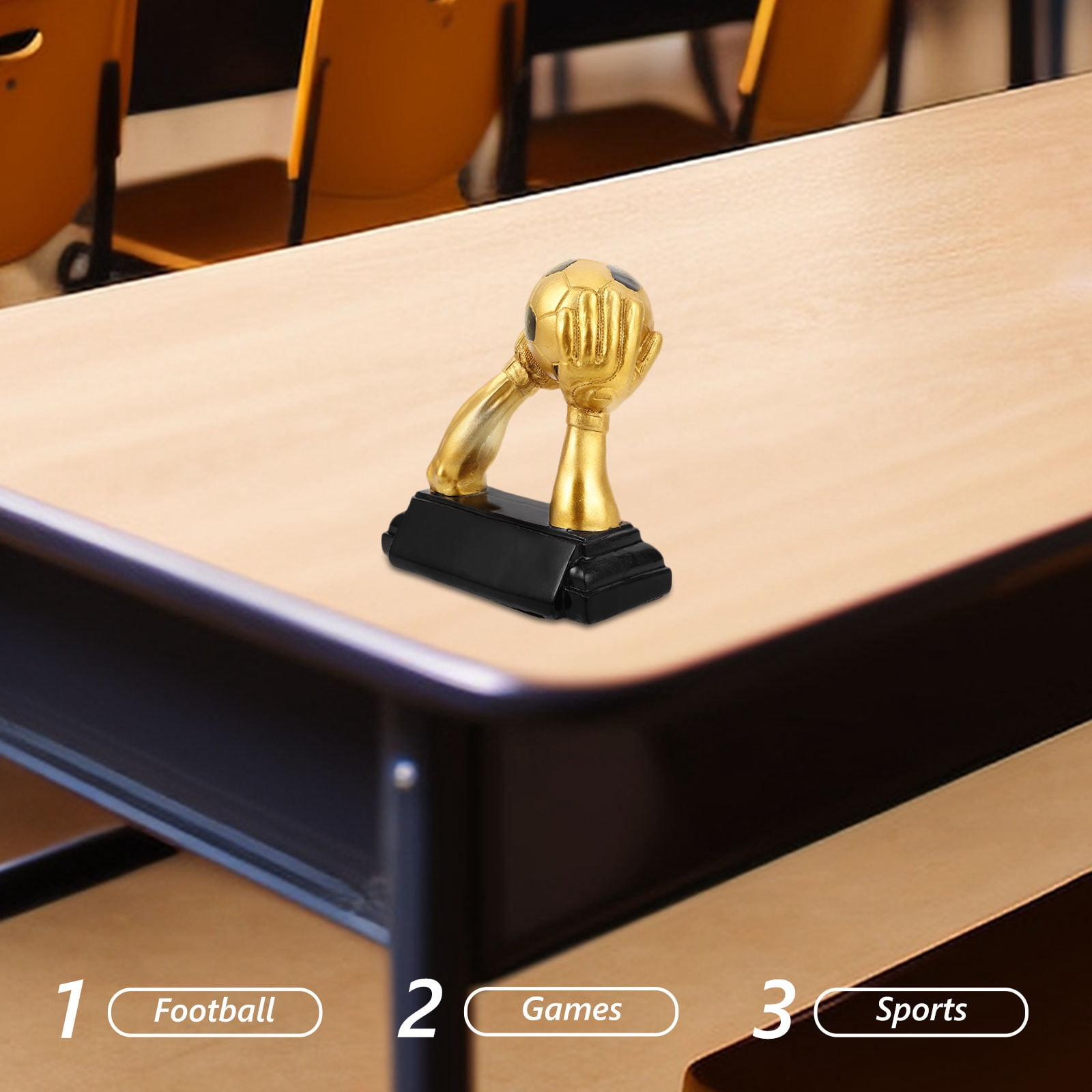 Hemoton Soccer Trophies Wide Base Football Awards Trophy Medal With Hand Design Soccer Trophy For Office Decorations Fans Birthday Toy