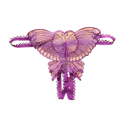 ZMHEGW Women s Lingerie Fashion Transparent Lace Butterfly Panties Thong Solid Color Sexy Lingerie for Women Plus Size