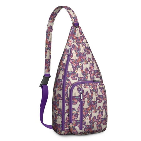 Dog Print Travel Sling - Paw Design Shoulder Bag  Multi-Pocket Pack for Photography & Adventures