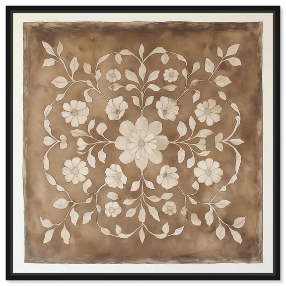 Floral Mandala Canvas Romantic Floral Art by Art Remedy, Black Frame, 12 x 12