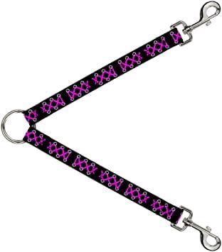 Buckle-Down Dog Leash Splitter Corset Lace Up Black Fuchsia 1 Foot Long 1 Inch Wide