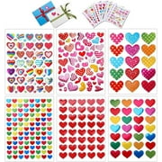 Konsait 60 Sheets Valentine Heart Stickers Love Decorative Sticker for Kids Envelopes Cards Craft Scrapbooking for Great Party Favors Gift Prize Class Rewards Award Praise (3000+ Colorful Heart)