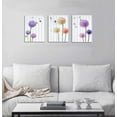 thumbnail image 5 of Dandelion and Butterfly purple flowers Canvas Prints Wall Art Paintings Abstract Wall Artworks Pictures for Living Room Bedroom Decoration, 12x16 inch/piece, 3 Panels bathroom Wall decor posters, 5 of 6
