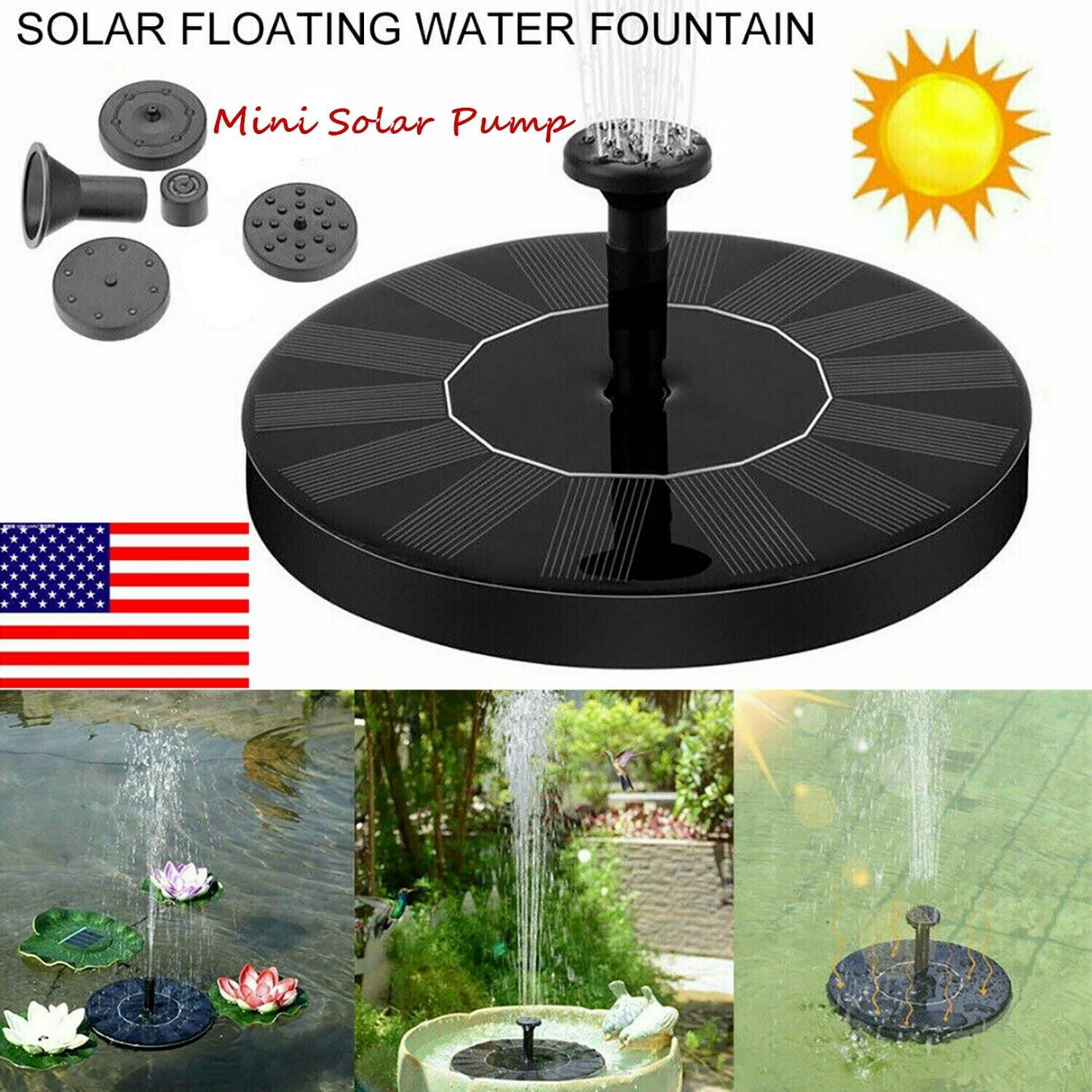 Pool Solar Fountain Garden Outdoor Free Standing Solar Water Pumps with 4 Different Spray Pattern Heads for Pond 
