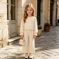 thumbnail image 4 of RFQWOVSR Girls Long Sleeve Hollow Out Top and Wide Leg Pants 2 Piece Set Bow Detail Fall Trendy Outfit 7-8 Years, 4 of 6