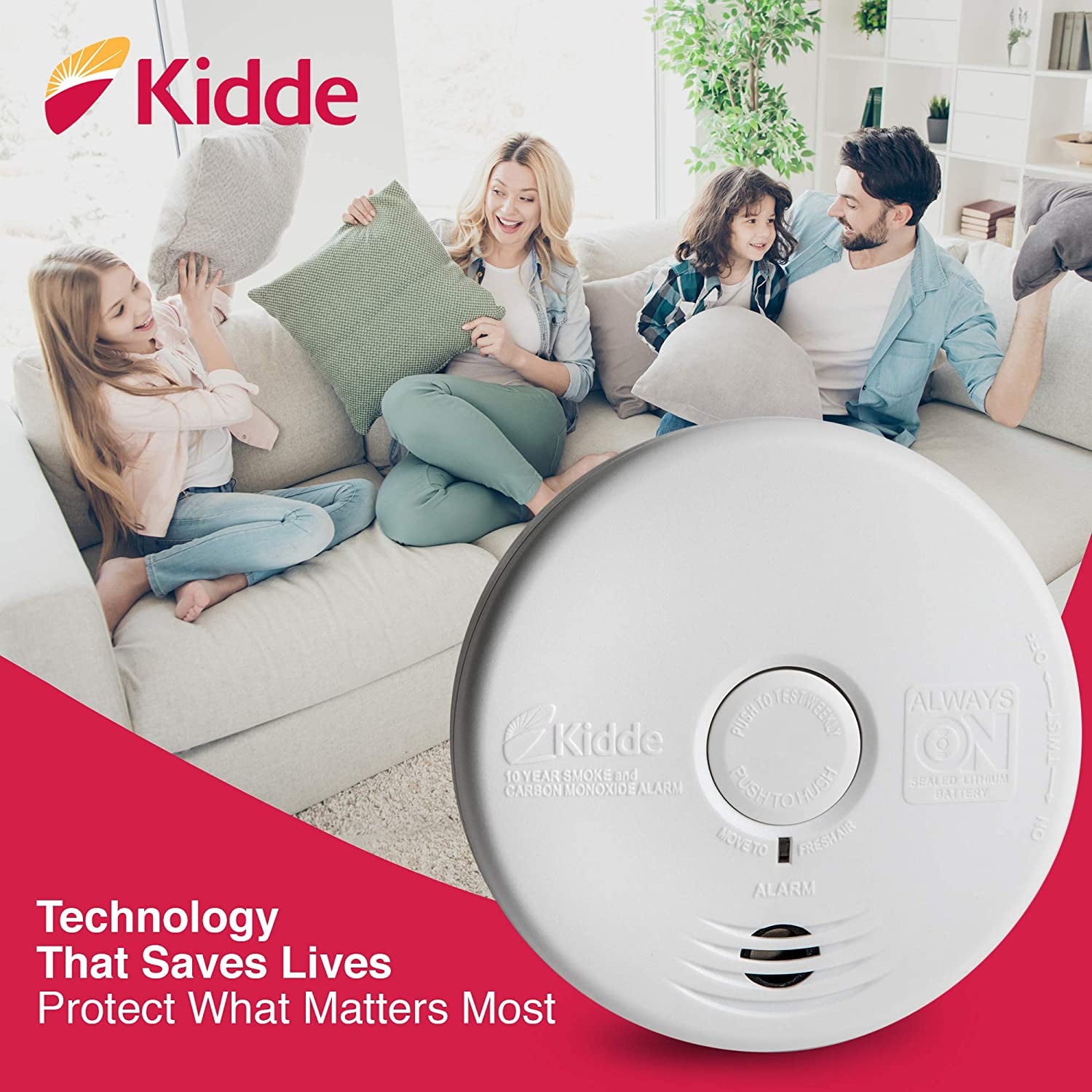 (2 pack) Kidde P3010K Combo Smoke and Carbon Monoxide Alarm, 10-Year Sealed Lithium Battery, White