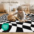 thumbnail image 4 of ODIKA 8'x10' Washable Area Rug Black White Geometric Swirl Illusion Design Contemporary Optical Art Style, Dynamic for King Size Bedroom Under Bed, Master Suite, Non-Shedding, Easy Care, 4 of 7