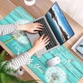 thumbnail image 5 of Teal Turquoise Wood Dandelion Desk Mat, Desk Accessory, Cute Workspace, Trendy Workspace, Trendy, 35.4x15.7in Large Gaming Mouse Pad, Cute Desk Topper, Pretty Desk Pad, 5 of 5