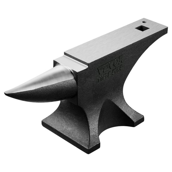 VEVOR Single Horn Anvil, 110lbs Cast Steel Anvil, High Hardness Rugged Round Horn Anvil for Blacksmiths, with Large Countertop and Stable Base, Metal Working Tool for Metal Bending, Shaping,Twisting