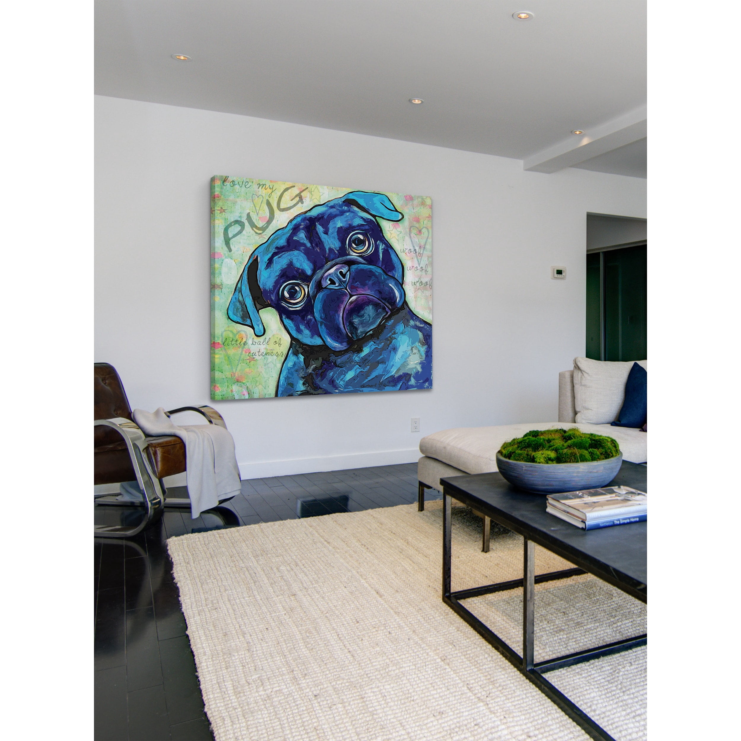 Marmont Hill - "Black Pug" by Stephanie Gerace Painting Print on Wrapped Canvas