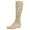 Beige, variant on Mostsola Knee High Boots Women Suede Hollow out Breathable Zipper Tall Booties Mid Calf Boots