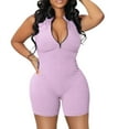 thumbnail image 2 of Clearance! Ohufall Jumpsuits for Women, High Neck Zipper Jumpsuit Solid Color Jumpsuit Shorts Tight Jumpsuit Overalls Women, Rompers for Women, Onesie for Women Clearance, 2 of 7
