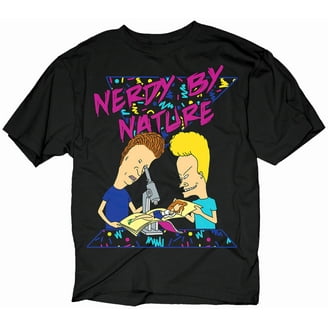 BEAVIS AND BUTTHEAD NERDY BY NATURE Tシャツ Men's Beavis and Butt-Head Nerd Glasses Graphic Tee Charcoal
