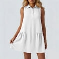 thumbnail image 4 of jtjvou Lapel Collar Cotton Linen Mini Dress for Women 2026 Summer Sleeveless Loose V Neck Casual Tiered Beach Dresses White S, 4 of 6