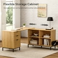 thumbnail image 2 of EYYTHUNG 60" Fluted Executive Desk with Storage Cabinet, Modern Home Office Desk with File Drawer, L Shaped Writing Desk, 2 of 8