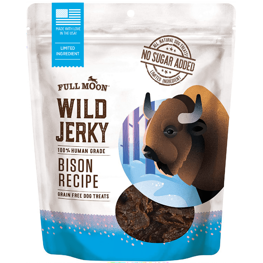 Full Moon All Natural Wild Jerky Dog Treats, Bison Recipe, 10 Ounce