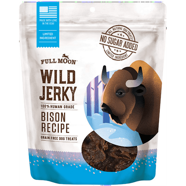 Full Moon All Natural Wild Jerky Dog Treats, Bison Recipe, 10 Ounce