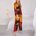 thumbnail image 3 of Yiaed Marigold Flowers In Different Colors Print Pajamas Women's Long Sleeve Sleepwear Soft Button Down Loungewear Pjs Lounge Set Nightwear Womens Pajama Pants-X-Large, 3 of 7
