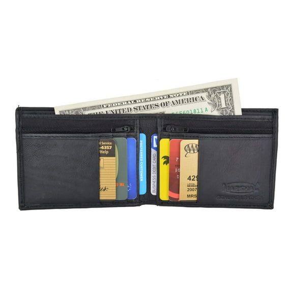 Men's Slim Credit Card Holder Bifold Wallet W/ Zippered Coin Pockets by Swiss Marshal SM-P1618