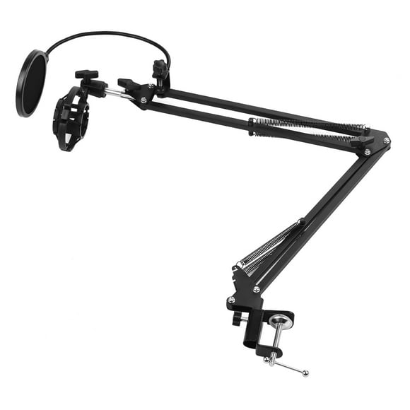 Support de Microphone Pliable Réglable Heaby Duty Métal avec Support Antichoc Pare-Brise Filtre Pop pour Enregistrement Studio Diffusion Vidéo en Direct Chant en Ligne