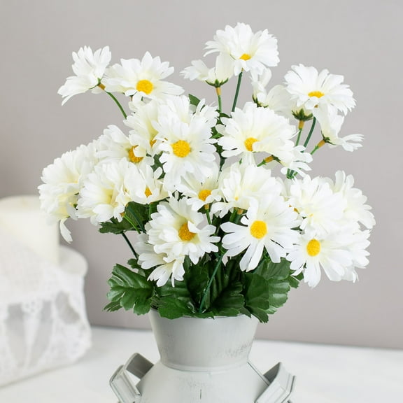 3 Artificial Cream Daisy Bushes - Bring the Beauty of Nature Indoors, All Year Round