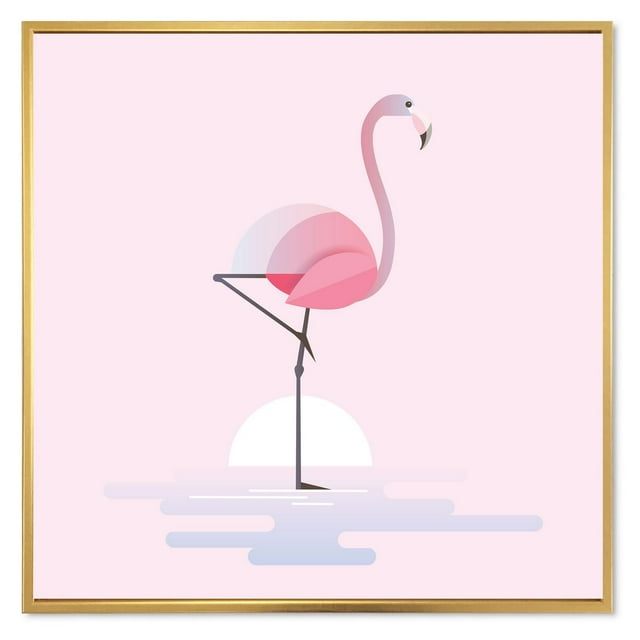 Designart Flamant rose debout ART MURAL À CADRE FLOTTÉ