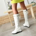 thumbnail image 6 of Fesfesfes Tall Boots for Young Ladies Warm Solid Knee High Boots Round Toe Lace Bandage Booties High Heel Boots Shoes US:9(42), 6 of 7
