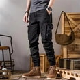 thumbnail image 3 of Men's Cargo Pants Straight Leg Functional Outdoor Casual Pants, Tactical Joggers for Hiking, Work and Adventure,Black,L, 3 of 5
