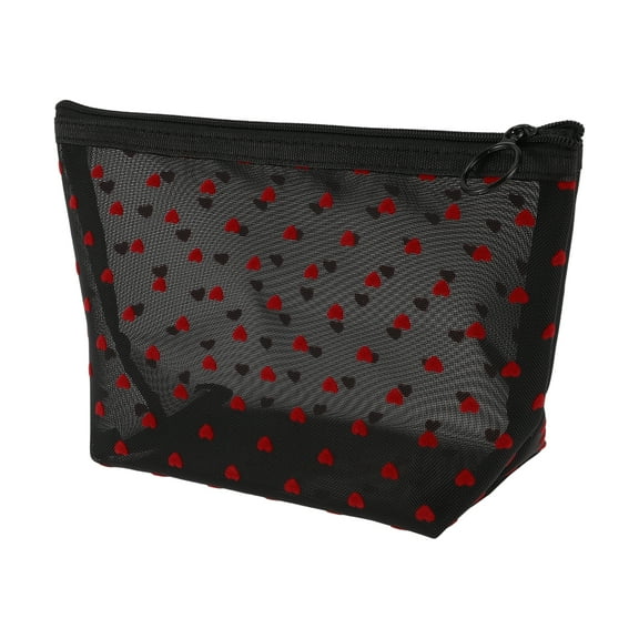 1 Pc Women Large Mesh Triangle Cosmetic Bag for Outdoor Activities Travel Black Nylon