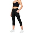 thumbnail image 2 of INERZIA 2 Pack Womens Cropped Joggers with Pockets Capri Length High Waist Yoga Pants for Gym and Workout Black and Black X-Large, 2 of 5