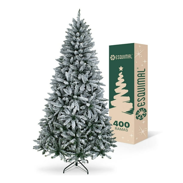Árbol de Navidad Escarchado Frondoso Esquimal Pino Navideño con Nieve Artificial (Verde Nevado, 1.6 m)