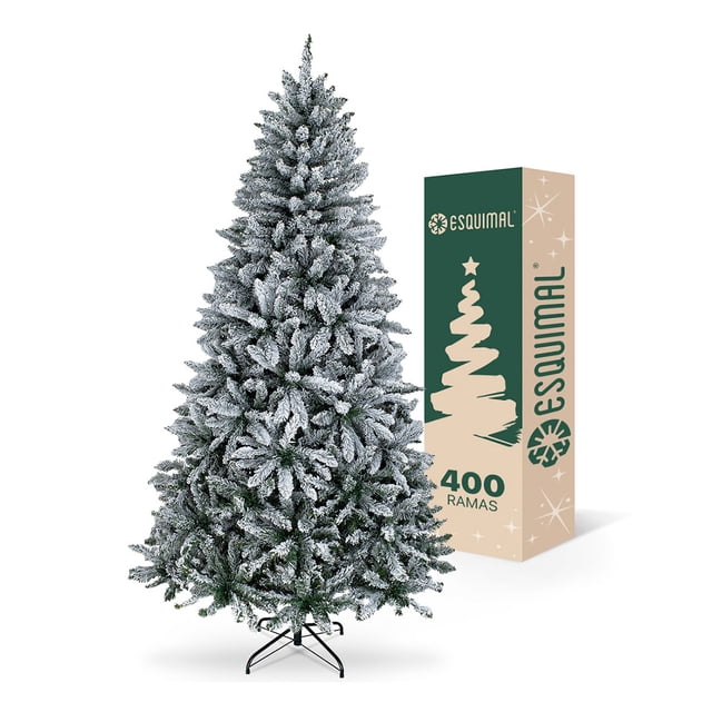 Árbol de Navidad Escarchado Frondoso Esquimal Pino Navideño con Nieve Artificial (Verde Nevado, 1.6 m)