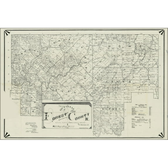 24"x36" Gallery Poster, official map of Forest County, Pennsylvania 1895