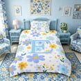 thumbnail image 2 of Meiyoeat Delicate Wildflower Letter E Twin Bedding for Girls Children, Cute Art Duvet Cover Set for Bedroom, Light Blue Yellow White,2pcs,No Comforter, 2 of 5