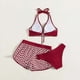 thumbnail image 4 of Bikini sólido con correa para mujer, Bikini con escote en V profundo, conjunto de traje de baño dividido cómodo, traje de baño de tres piezas OAVQHLG3B Store  lin121212, 4 of 4