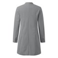 thumbnail image 6 of DHFJKG Trench Coat For Women Long Sleeve One-Button Down Mediun Length Suit Jacket Solid Color Work Office Formal Wear Cozy Outerwear, 6 of 7