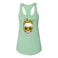 thumbnail image 2 of Skull Sunflower Skeleton Bandana Inspirational/Christian Ladies Racerback Tank Top, Mint, Large, 2 of 3
