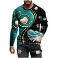 thumbnail image 2 of Lilgiuy Men Casual Round Neck Long Sleeve Pullover Valentine's Day 3D Printed T-Shirt Blouse for Party Birthday Club, 2 of 5