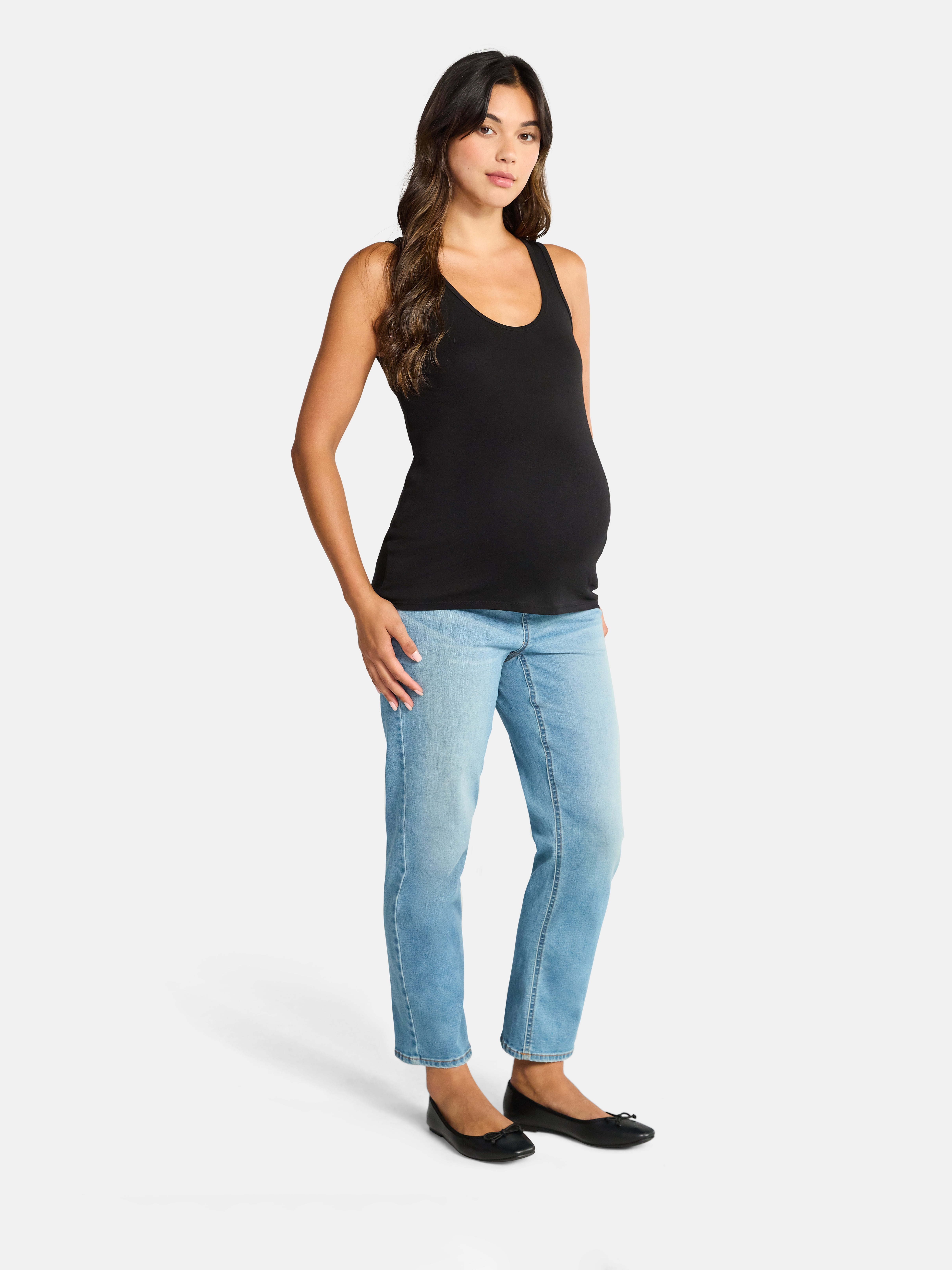 Time and Tru Women's Maternity Non Shirred Tank Top, Sizes S-XXL