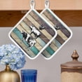 thumbnail image 2 of Farmhouse Animals Pot Holders for Kitchen Heatproof Potholder, 2 Pack Vintage Wood Country Cow Pig Chicken Hot Pads Multipurpose Oven Pads Cloth Potholders Trivet for Cooking and Baking, 2 of 8