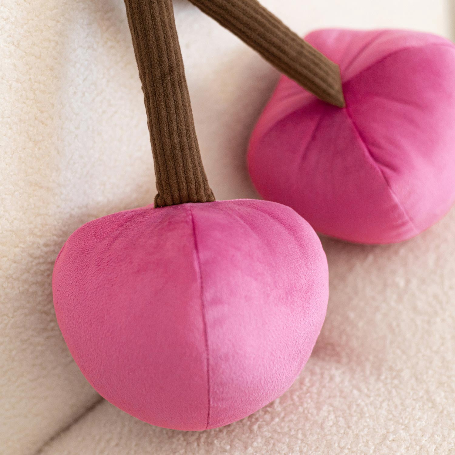 Phantoscope Soft Cherry Shaped Throw Pillow, 3D Fruit Decorative Plump Cushion for Kids Room, Nursery, Couch & Bed, 12-Inch Pink, 1-Pack