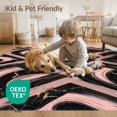 thumbnail image 4 of ODIKA 8'x10' Washable Area Rug Grey Contemporary Punk Interlocking Brushstroke Swirl Pink Abstract Refined for King Size Bedroom Under Bed, Master Suite, Non-Shedding, Easy Care, 4 of 7