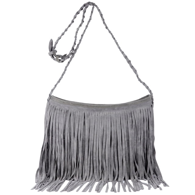BRIGHTFUFU Bolso bandolera con flecos, bandolera con borlas, bolso con flecos occidentales de moda