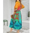 thumbnail image 2 of HAPPY BAY Women's Loungewear African Beach Maxi Kaftan Casual Long Slit Dress Caftan Swimsuit Coverup for Women 2X-3X Multicolor Aztec, 2 of 6