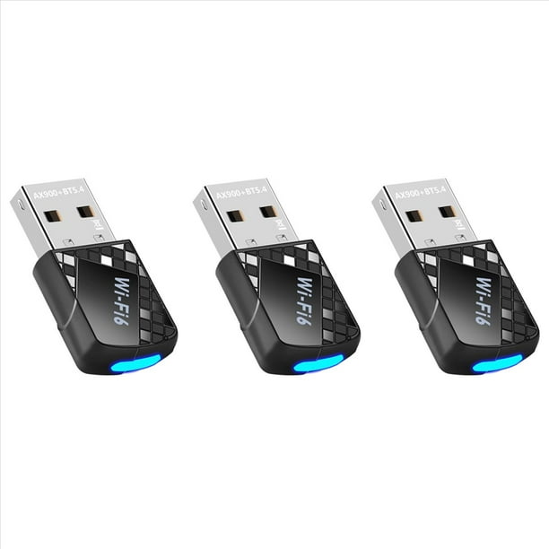 3X Adaptador USB WiFi 6 AX900 de 900 Mbps, Bluetooth 5.4, 2 en 1, Receptor USB Inalámbrico WLAN de 2,4 G y 5 G para Win10 y Win11