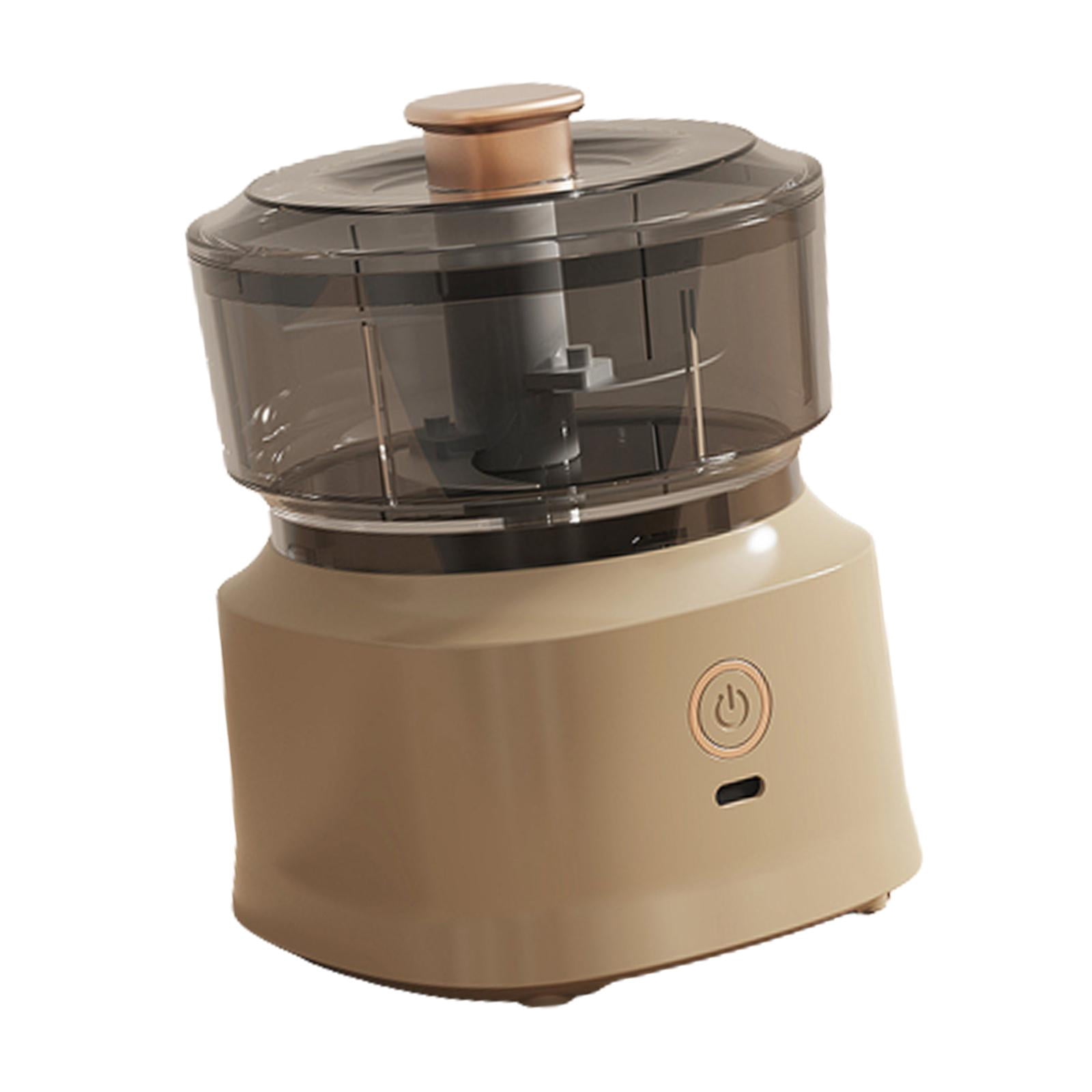 Electric Garlic Chopper Meat Mincer 350ml Detachable Visible Kitchen Gadget Chili Pepper Shredder Mixers for Food Ginger Chili Tomato Spice light coffee color