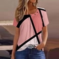 thumbnail image 2 of XIAfhje T Shirts for Women Short Sleeve Square Neck Pleated T-Shirt Top Printed Shirts Summer Casual Loose Fit Button T-Shirt Tee, 2 of 4