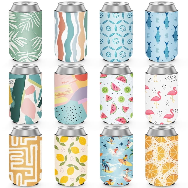 Enfriadores de latas de neopreno HooAmi, paquete de 12 unidades, funda aislante