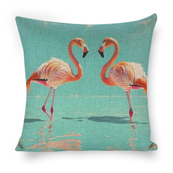 Flamingos water kitsch movement linen toss pillowcase decoration pillowcase gifting preferred 18x18 inch cushion cover sofa pillowcase sofa bedroom living room car